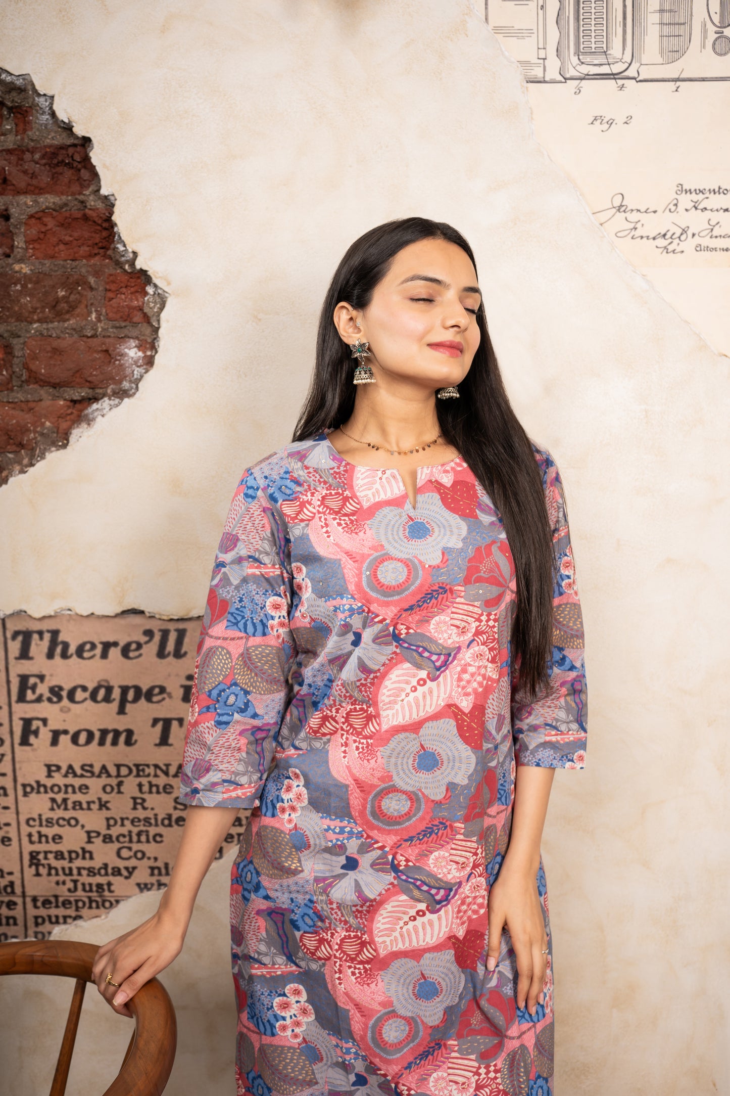Garden Escape Floral Print Only Kurti