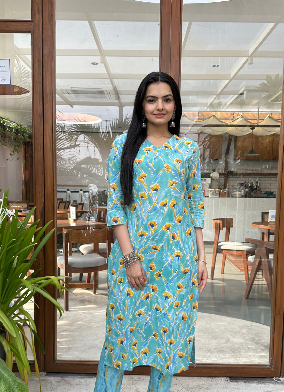 Ethnic Sky Blue Jaipuri Print Only Kurti