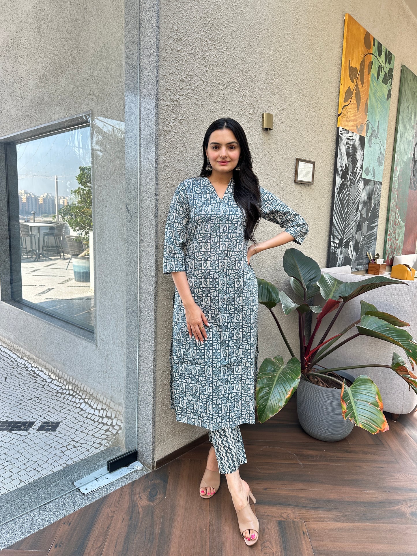 Shop Keri Printed Kurti Pant Set for Women- Savistudio