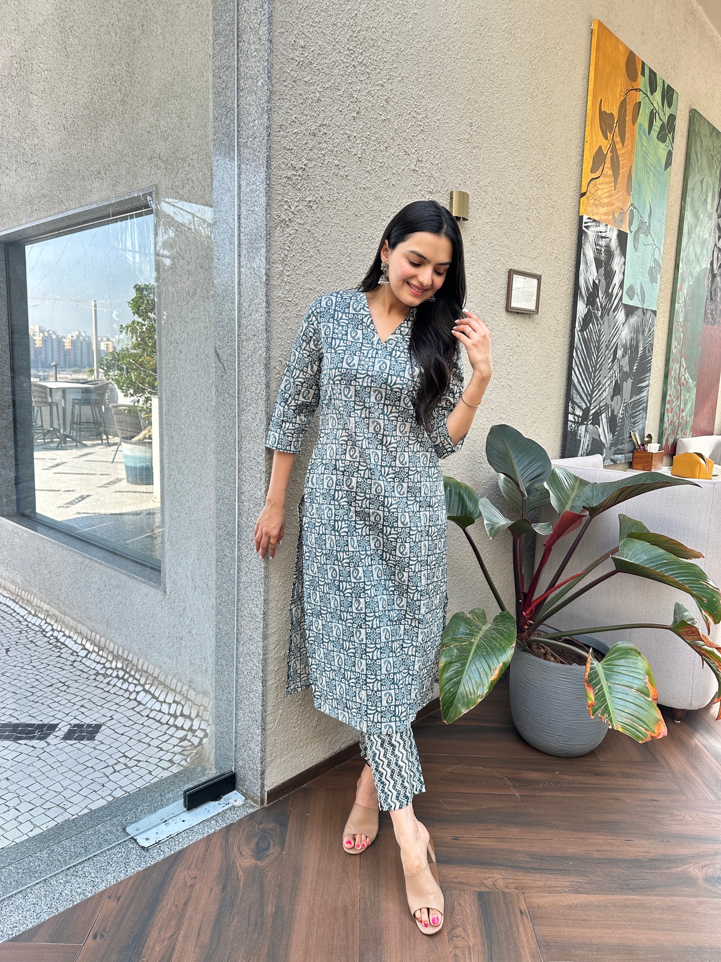 Shop Keri Printed Kurti Pant Set for Women- Savistudio
