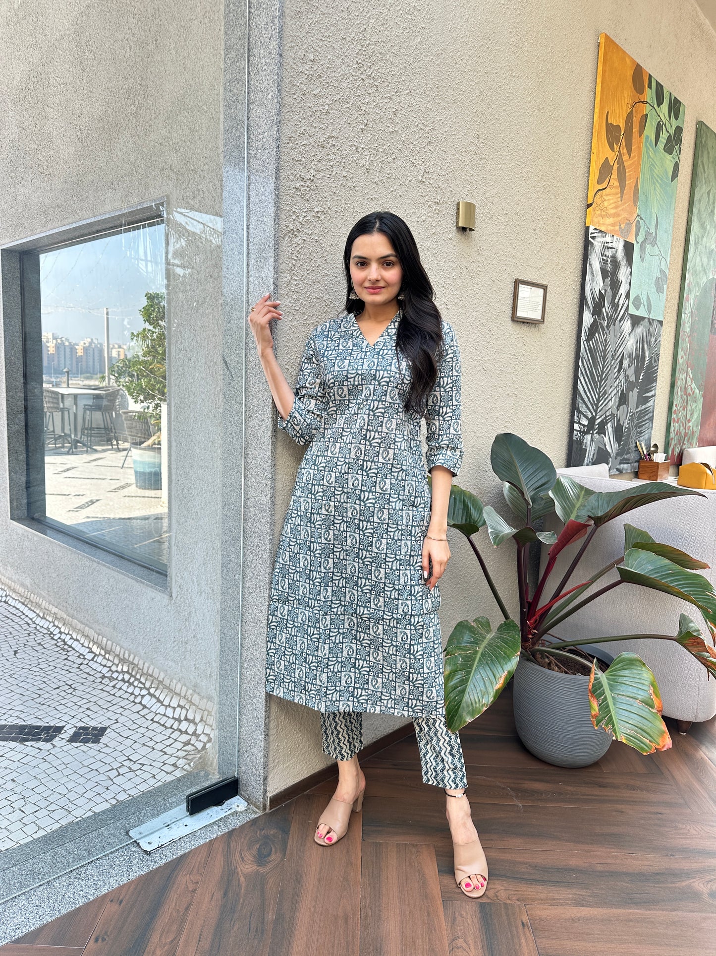 Shop Keri Printed Kurti Pant Set for Women- Savistudio