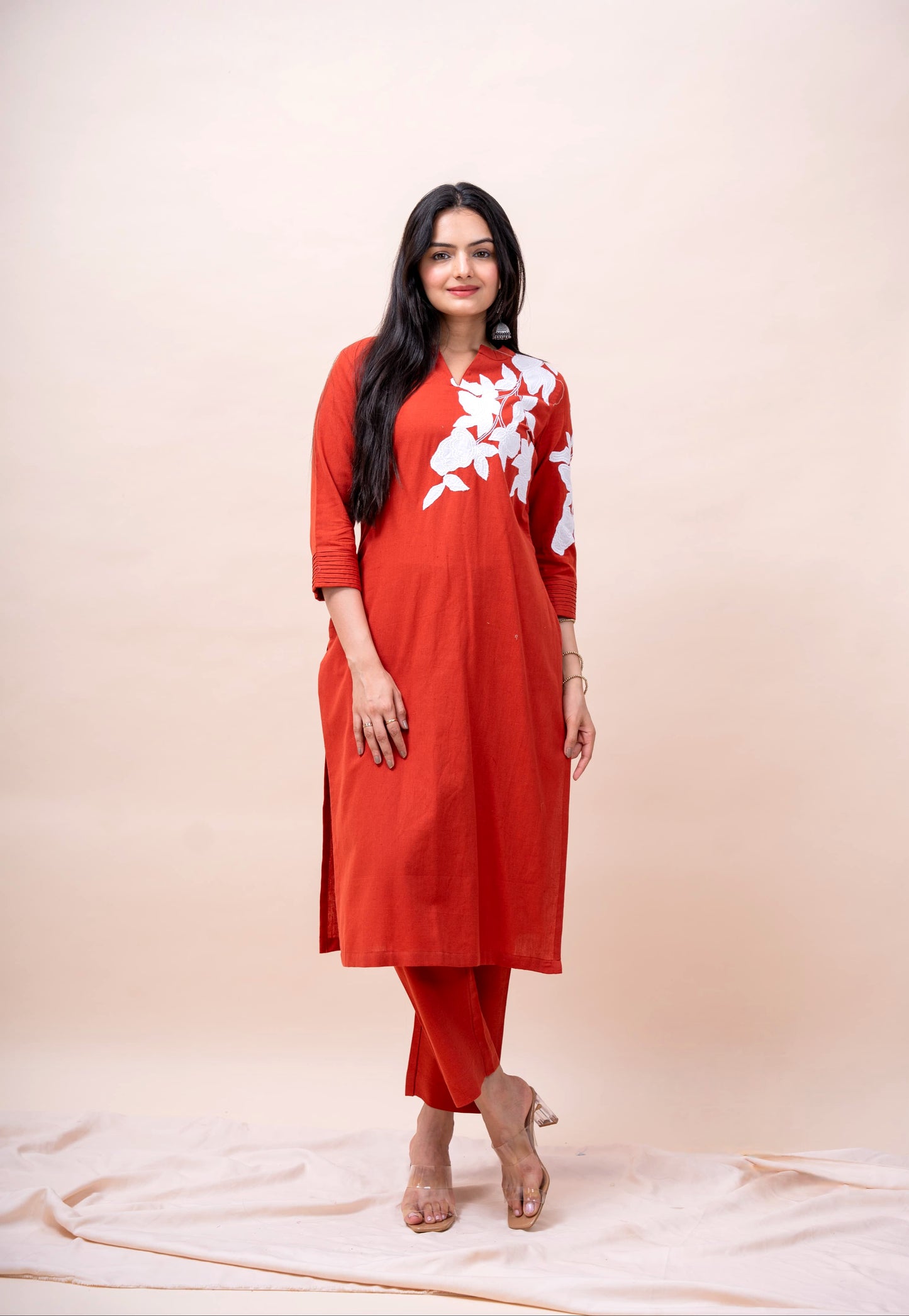 Tangerine Abstract Cotton Flex Co-ord set