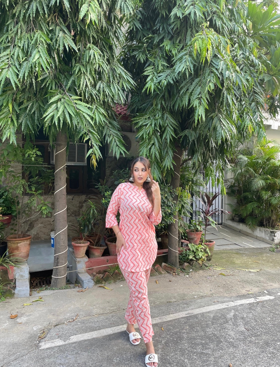 Shop trendy Orange Co-ord Set with Zig-Zag trousers