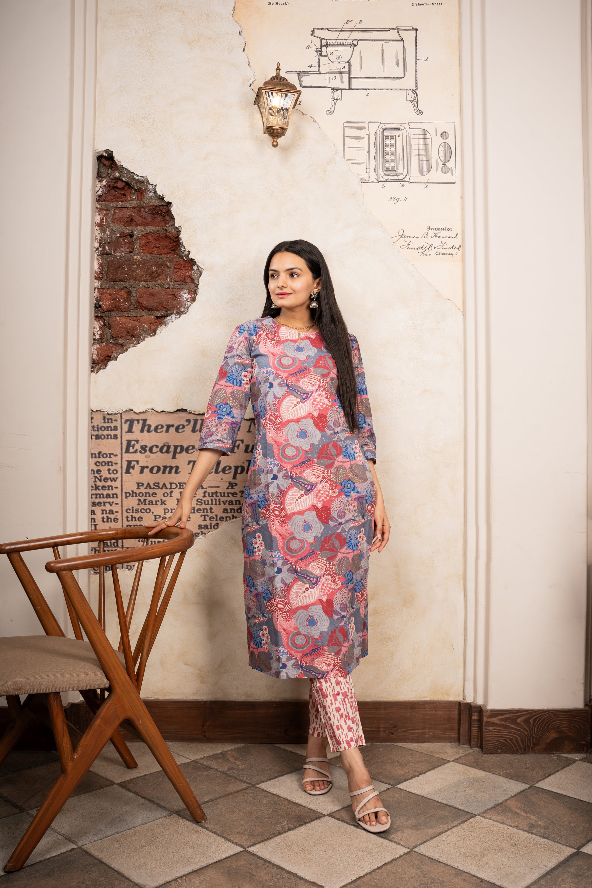 Shop ethnic wear Garden Escape Floral Printed Kurti Pant Set