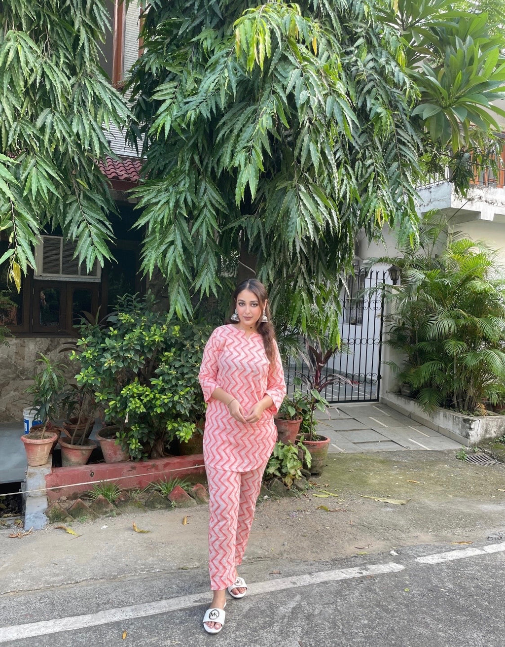 Shop trendy Orange Co-ord Set with Zig-Zag trousers