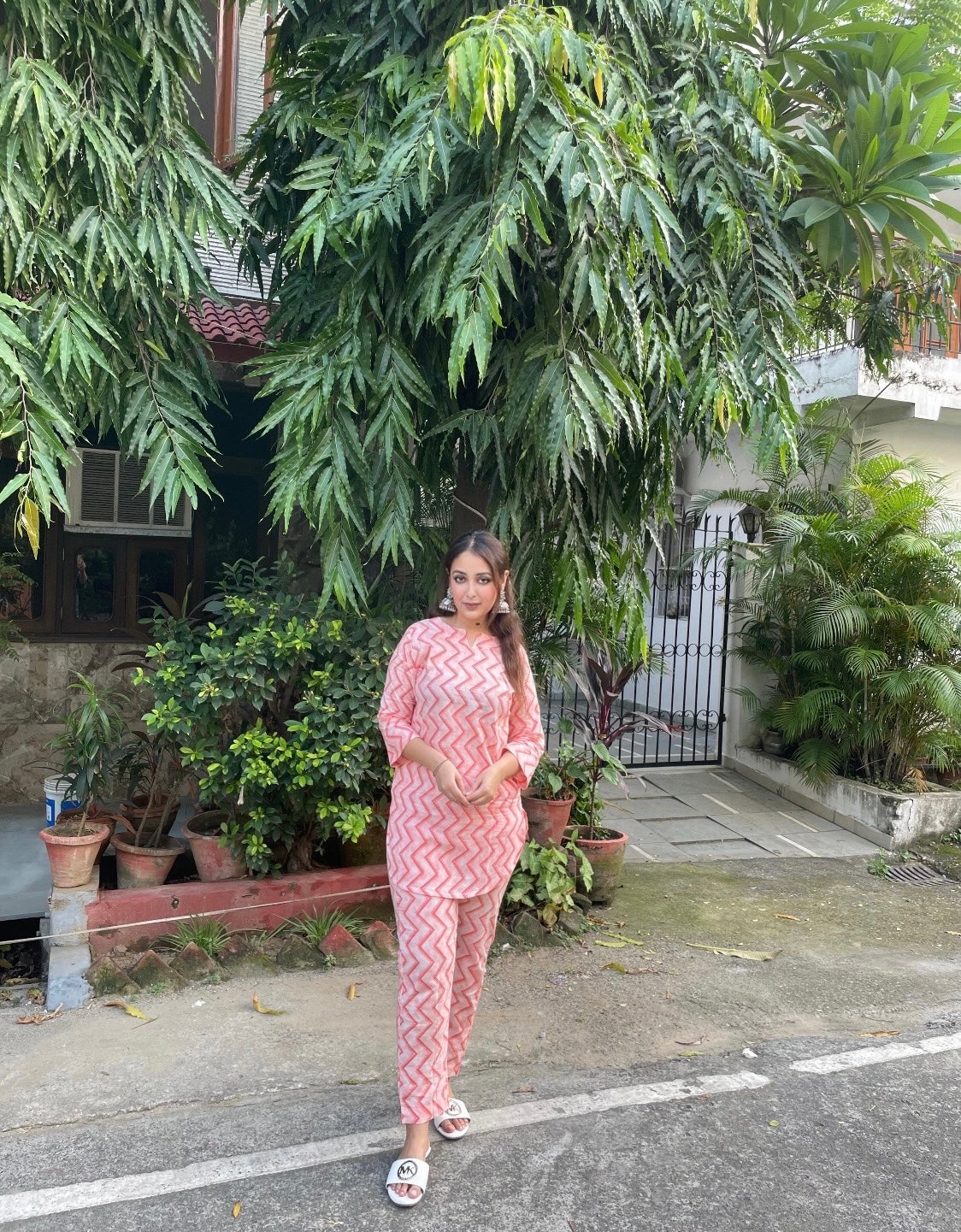 Shop trendy Orange Co-ord Set with Zig-Zag trousers