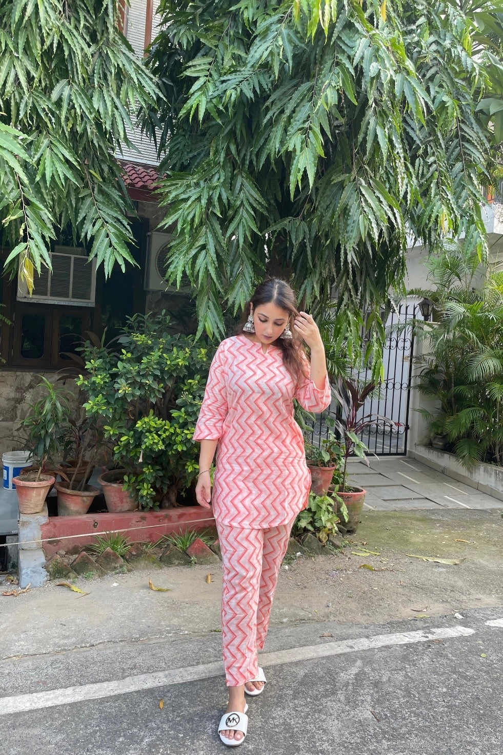 Shop trendy Orange Co-ord Set with Zig-Zag trousers