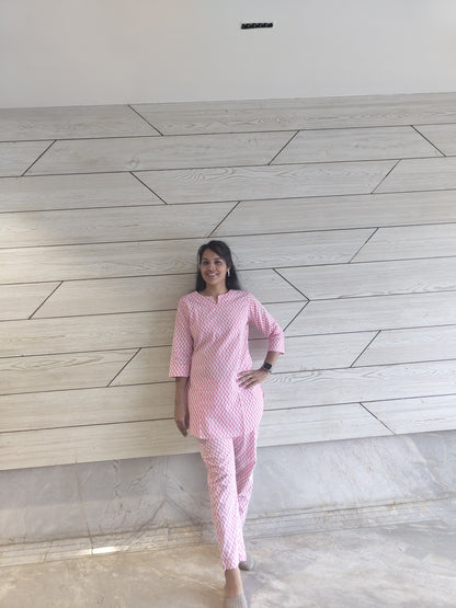 Pink Co-ord Kurta Set for Women- Savistudio