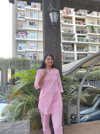 Pink Co-ord Kurta Set for Women- Savistudio