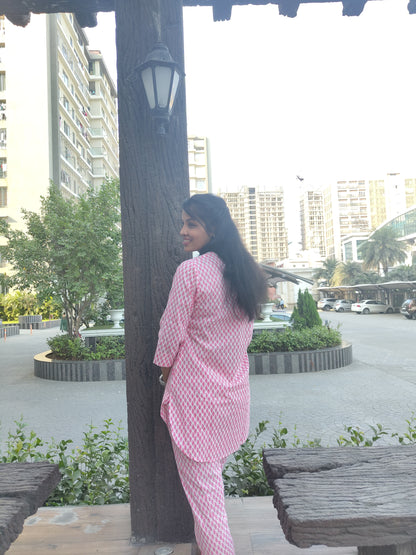Pink Co-ord Kurta Set for Women- Savistudio