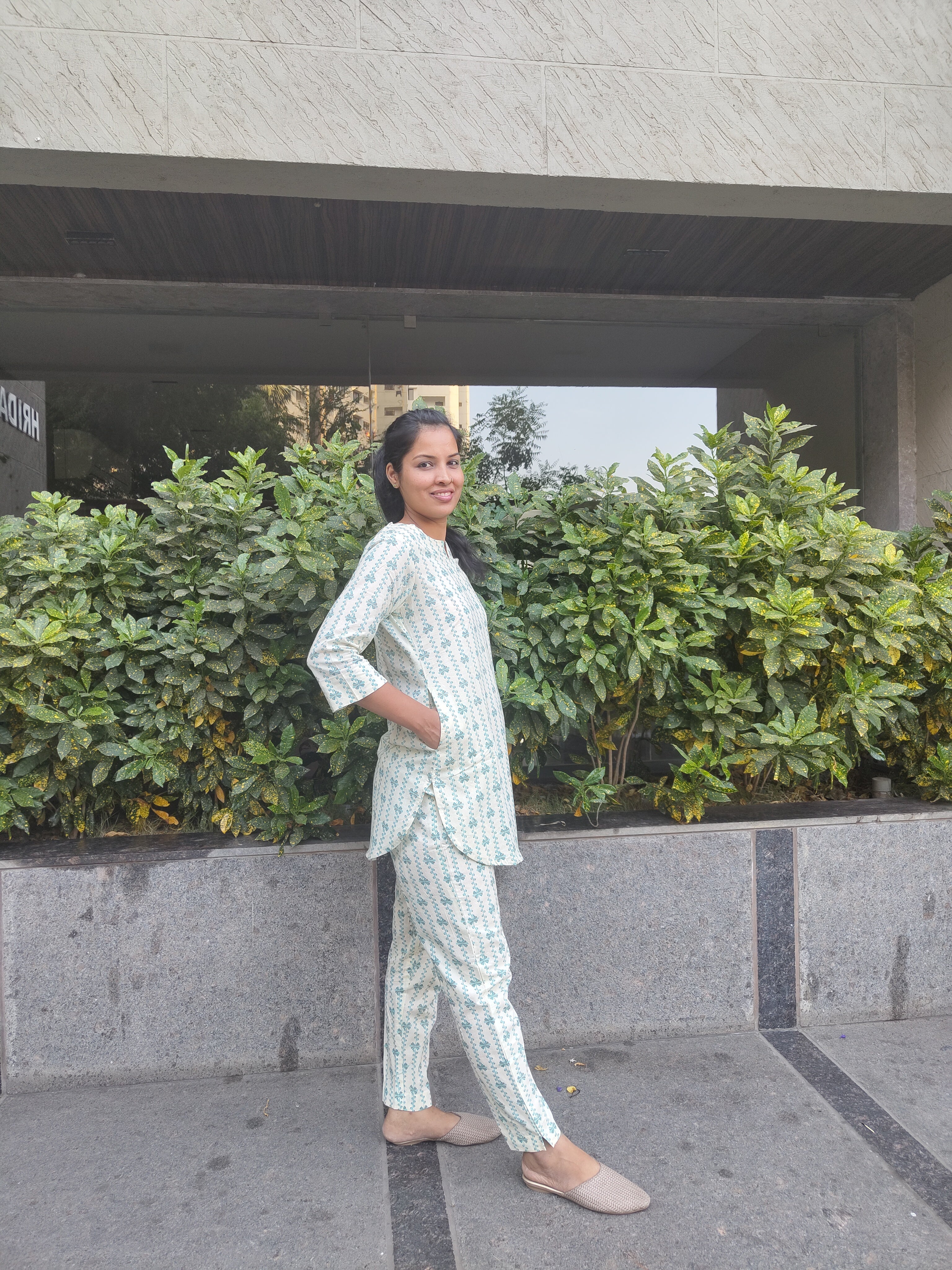 Get the Perfect Off-White & Green Co-ord Set- Savistudio
