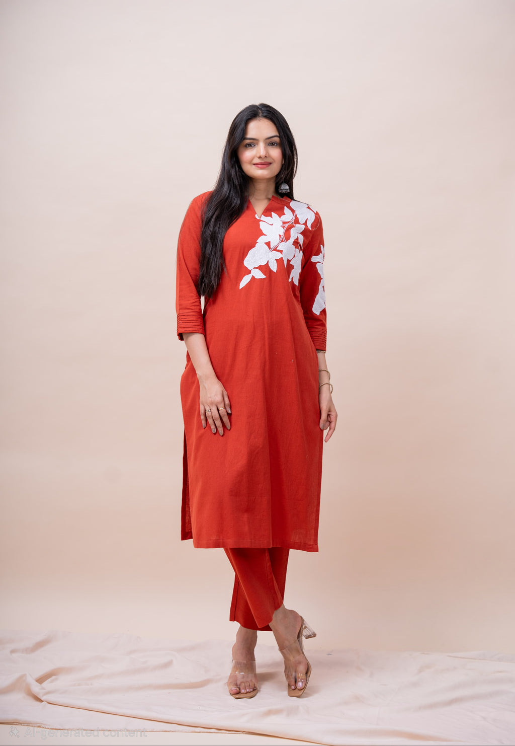 Tangerine Abstract Cotton Flex Co-ord set