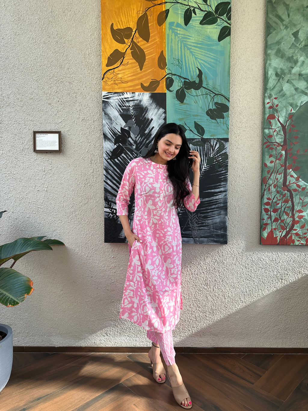 Buy Ethnic Pink Kurti Pant Set Online- Savistudio