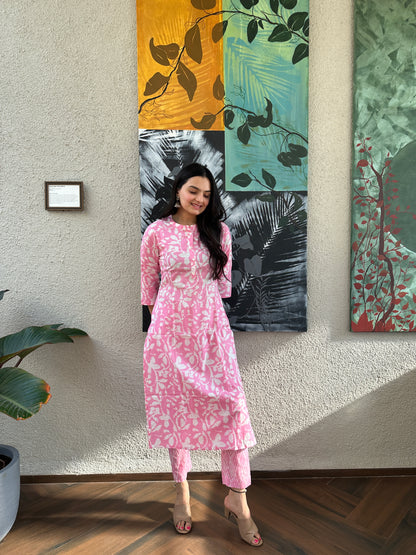Buy Ethnic Pink Kurti Pant Set Online- Savistudio