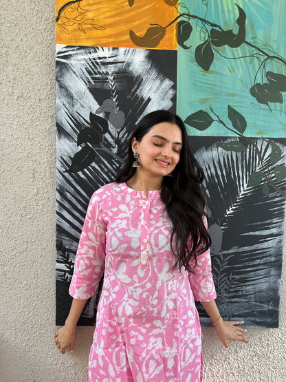 Buy Ethnic Pink Kurti Pant Set Online- Savistudio