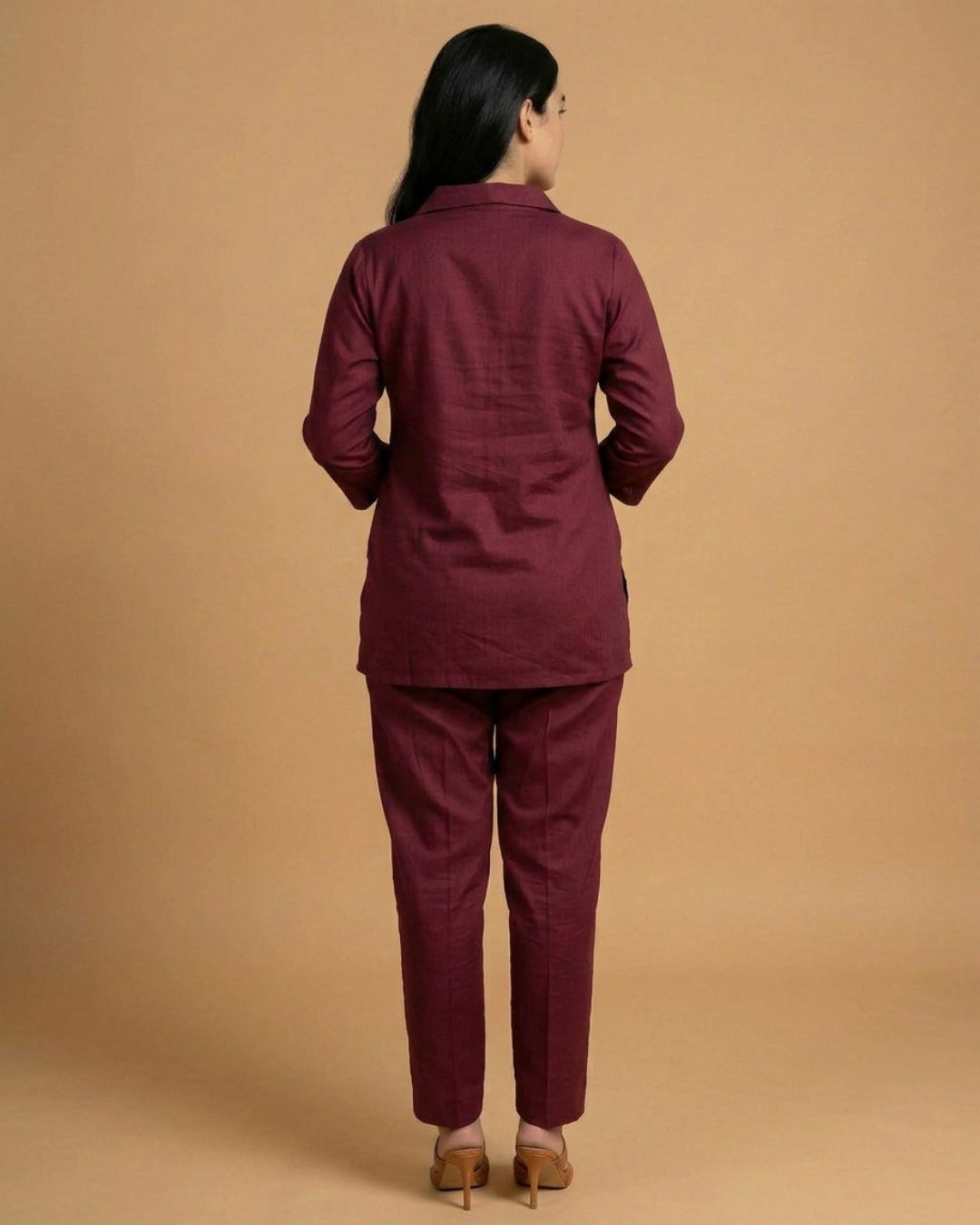 Tropical Whisper Marron Giza Silk Coord Set