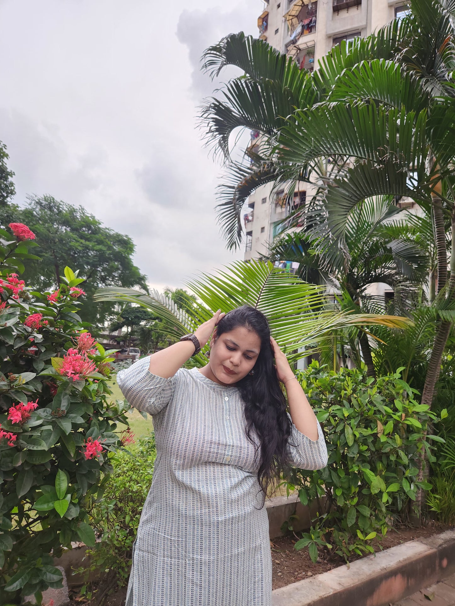 Blue Stripe Print Only Kurti