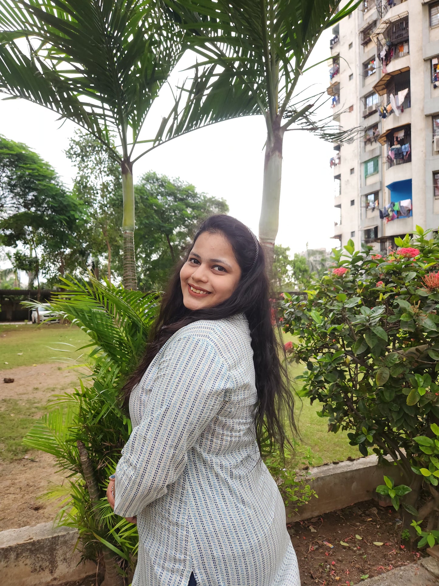 Blue Stripe Print Only Kurti