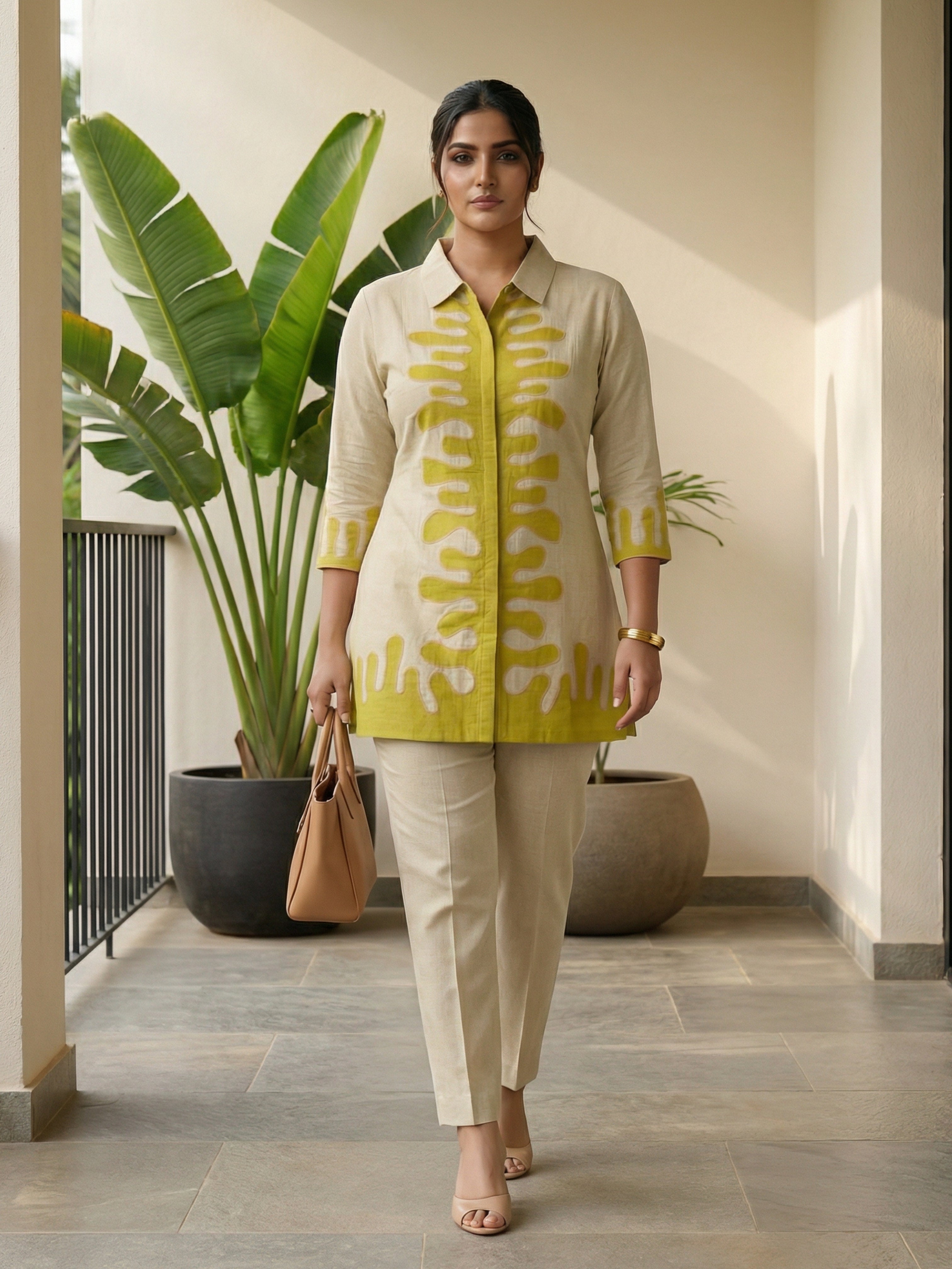 Tropical Whisper Green Cotton Co-ord Set