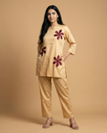 Desert Golden Applique Design Giza Silk Coord Set