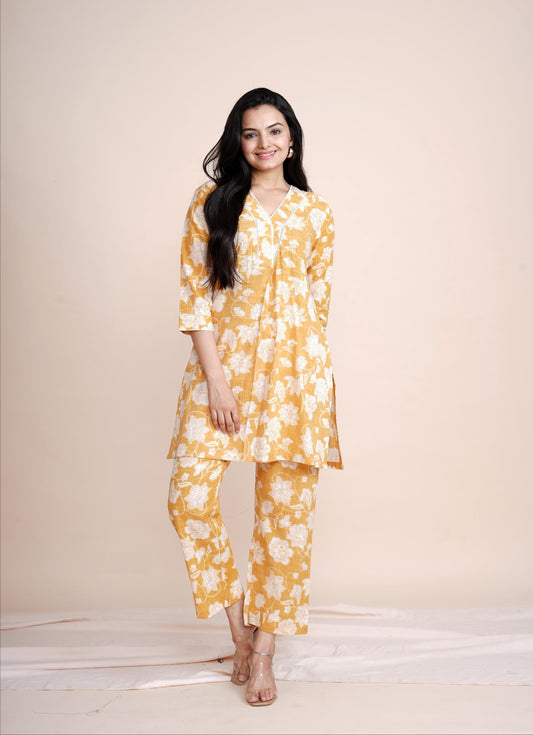 Golden Flora Cotton Co-ord Set
