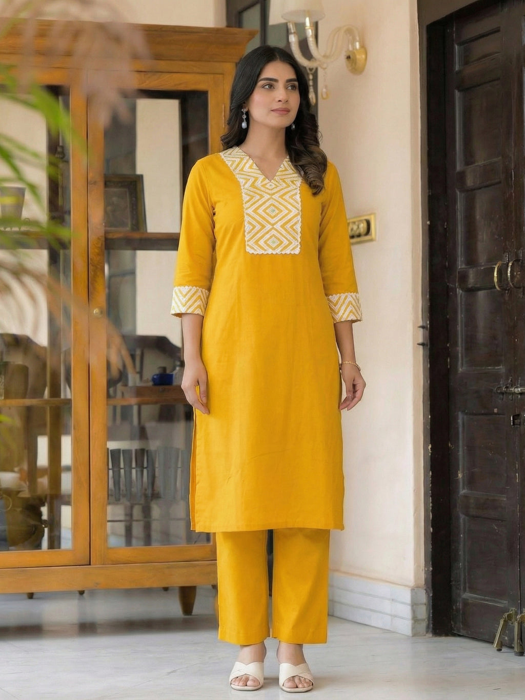 Canary Yellow Cotton Flex Co-ord Set
