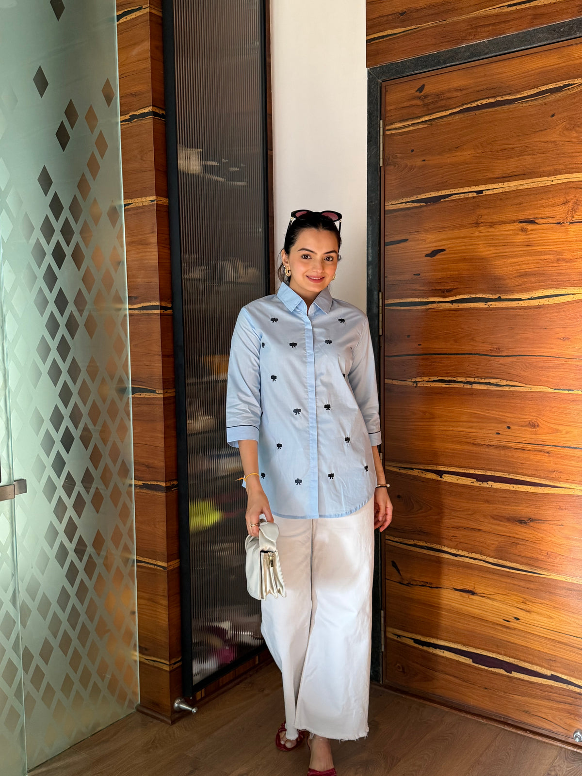 Ocean Blue Artisanal Threadwork Rich Poplin Shirt