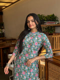 Turkish Blue Sanganeri Print Only Kurti