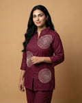 Tropical Whisper Marron Giza Silk Coord Set